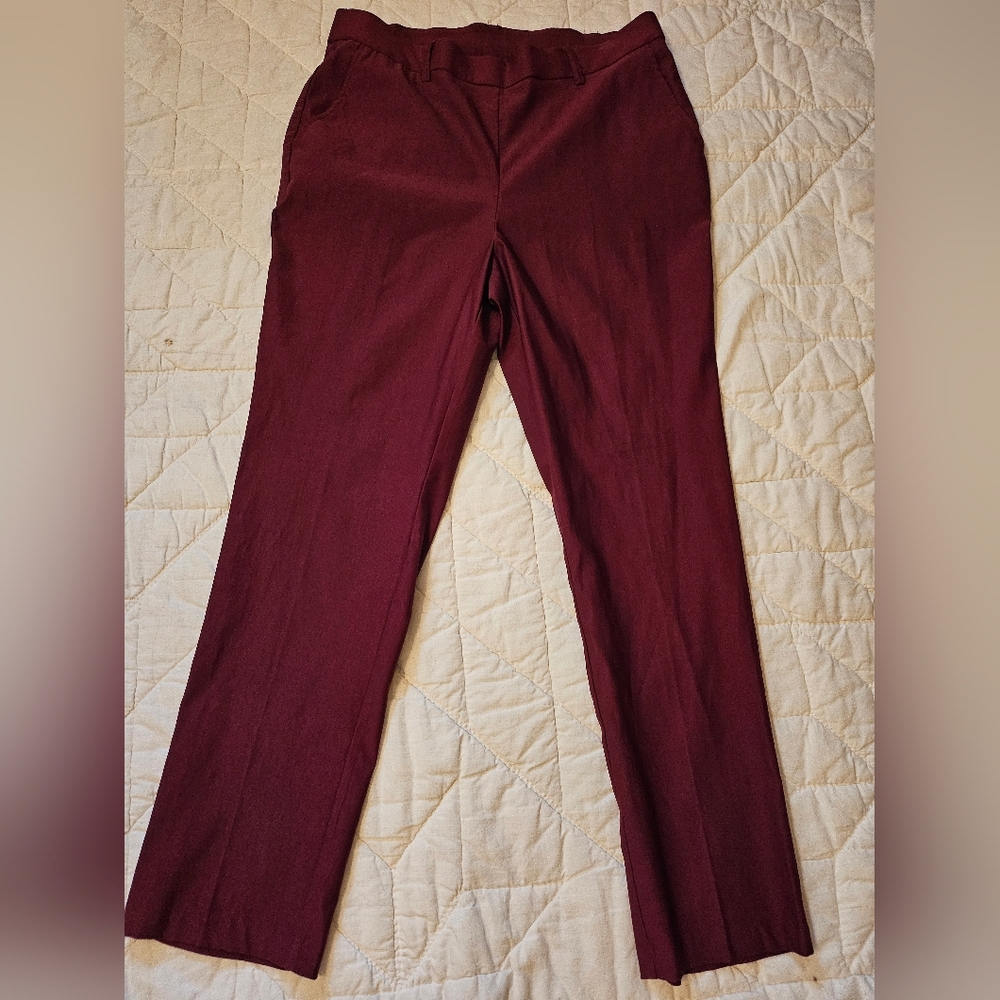 Rafaella Burgundy Wide Leg Pull-On Ankle Pants- Size 14